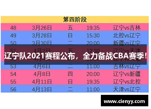 辽宁队2021赛程公布，全力备战CBA赛季！